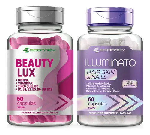 comprar Kit mulher Biotina + Acido Hialuronico + Colageno Hidrolisado + Complexo B + Vitaminas 500Mg 120 Cáps Sabor Sem sabor Ecomev