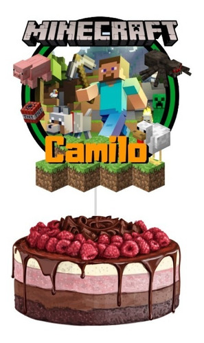 Topper Torta Minecraft  Imprimible Personalizado No Físico