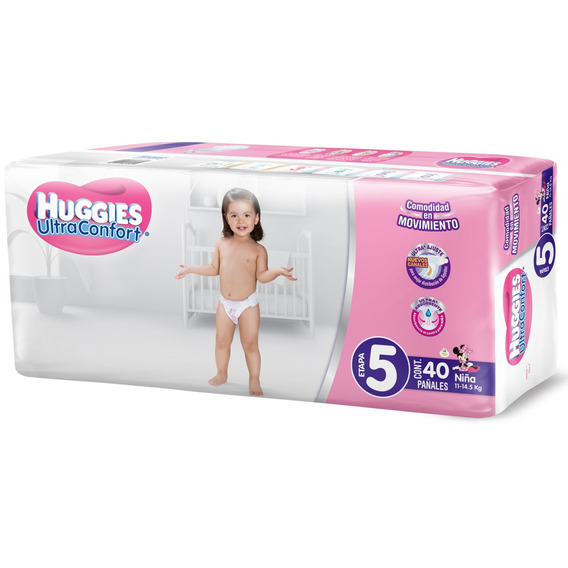 Pañales Huggies UltraConfort Etapa 5 niñas XG 40 u | MercadoLibre
