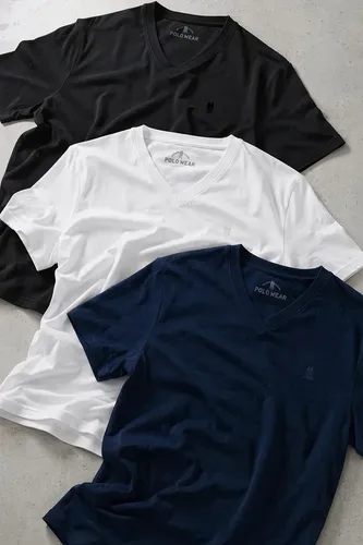 MLB 5179318195 Kit 3 Camisetas Gola V Masculinas Polo Wear Sortido JM