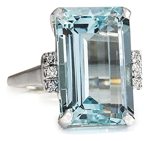 Esmeralda Azul Aguamarina Com Anel De Diamante