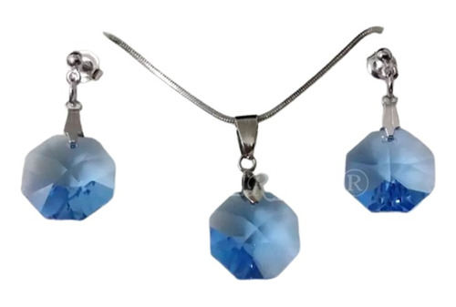 Conjunto Cristal Swarovski Castanha Light Sapphire