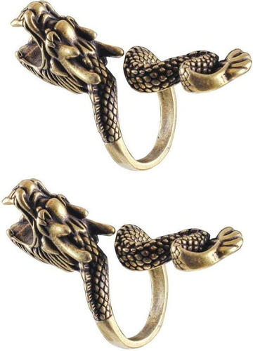 2pcs Anillo Porta Cigarro Metal Ajustable De Dragón