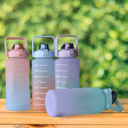 Botella Motivacional Deportiva 2 Litros Diferentes Colores Color Rosa Con Azul