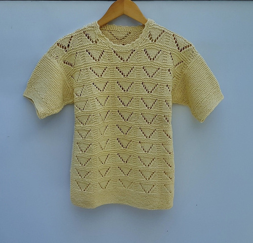 Remera Tejido A Mano Amarillo Suave De Mujer Vintage