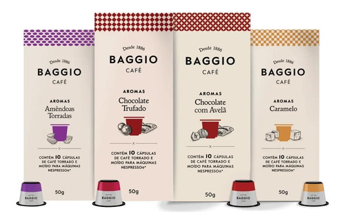 Kit 40 Cápsulas Café Gourmet Baggio - Choc/avelã/trufado