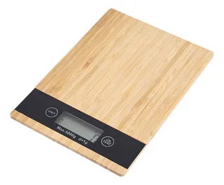 Báscula Gramera Eléctrica De Bambú Pantalla Led Cocina 5kg Capacidad Máxima 5 Kg Color Negro