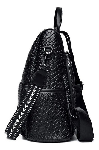 Mochila/bolso De Mujer Antirrobo Negro Diseño De La Tela Rayas