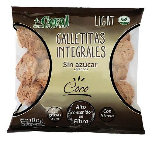 Galletitas Integrales Sin Azúcar (stevia) Sabor Coco 180gr