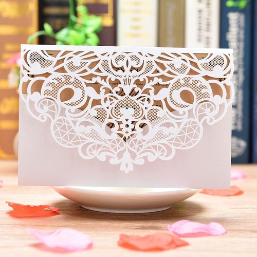 Imagem 6 de 9 de 10pcs Pérola Papel Laser Corte Casamento Cartões