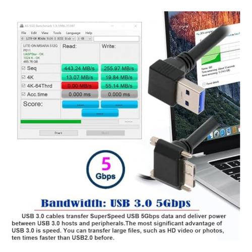 Cy Cable En Ángulo De 90 Grados Usb 3.0 A Macho A