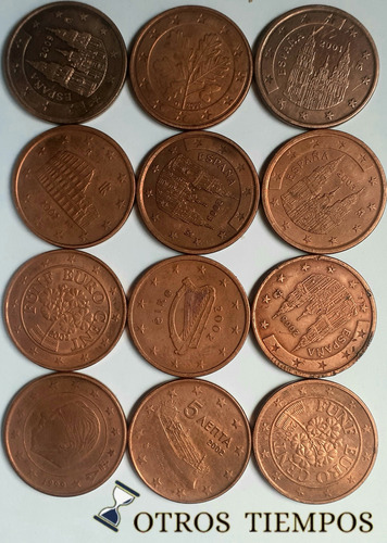 Lote De 12 Monedas De 5 Centavos De Euro