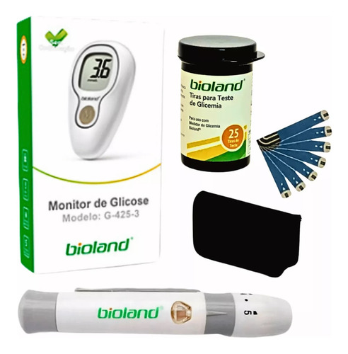 Kit Para Medir Glicose Bioland G425 + 2 Caixas De Fitas