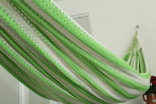 Hamaca De Algodon Tela Fresca Artesanal King Size Color Verde