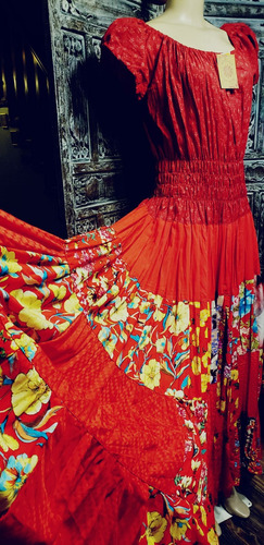 Vestido Cigano Medieval Artesanal Em Patchwork Viscose
