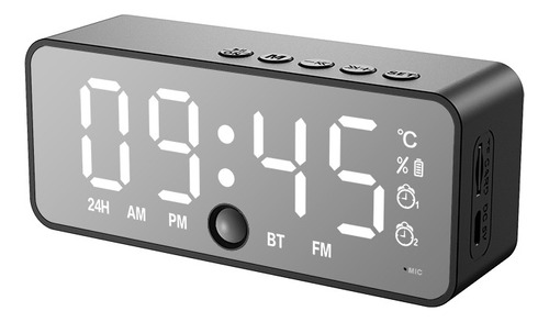 Reloj Despertador Led Digital Snooze Con Espejo, Altavoz Y S