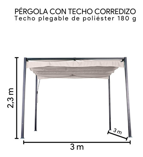 Pergola Patio Exterior Techo Corredizo 3x3