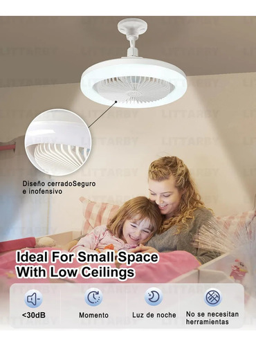 Ventilador Multifunción Con Foco Led De 30 W, Estructura E27