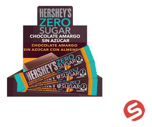 Chocolate Sin Azucar Hersheys Zero Sugar Almendra 10 Pzs 15 