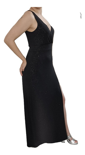 Vestido Negro Largo Con Brillos Gala Noche Fiesta Casamiento