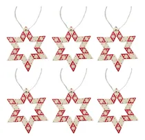 Comprar Set X6 Adorno Navidad Estrella Madera Navideño Colgante Deco