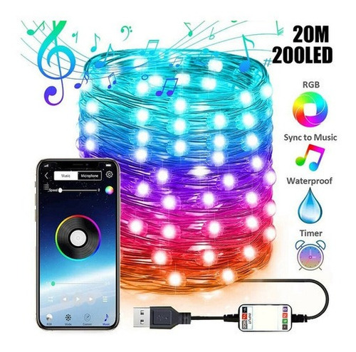 20m 200led De Cobre Árbol De Navidad Luz De La Cadena De Con