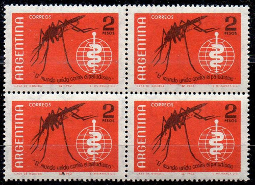 Argentina 1962. Cuadro Del 2p Contra El Paludismo C/variedad