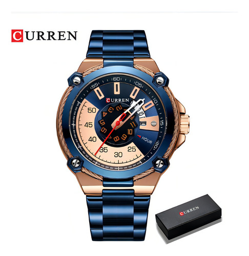 Reloj Impermeable De Cuarzo Con Calendario Curren Para Hombr Color Del Bisel Rose Blue