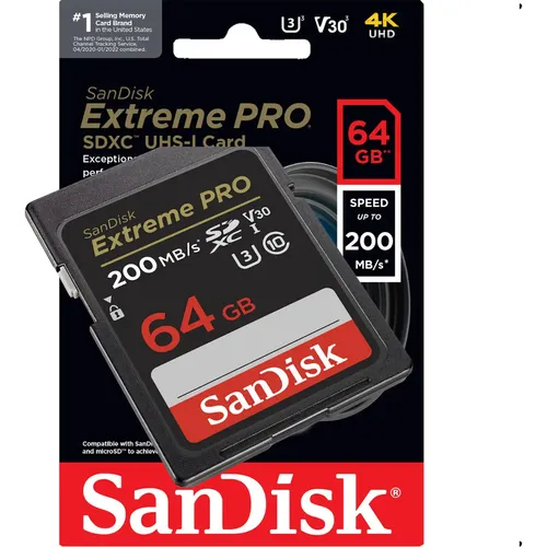 Cartão Memória Sandisk Extreme Pro Sdxc 64gb 200mb/s U3 V30