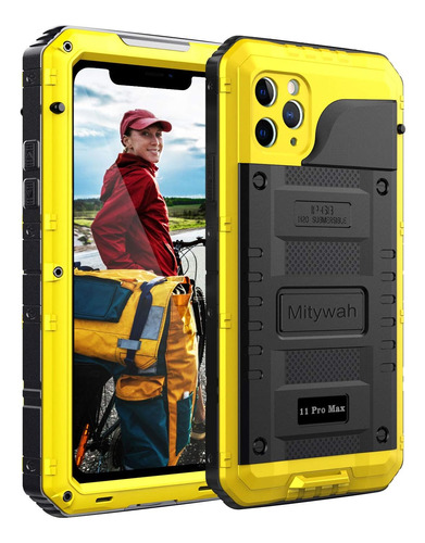 Funda Protectora Para iPhone 11 Pro Max - Negra/amarilla