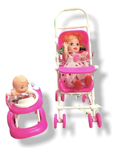 Muñeca Articulada Embarazada Con Panza Bebe Cochecito Acces