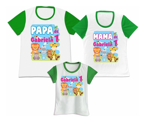 Franela Set 3 Familia Mama Papa Hijo Animales Granja Algodon