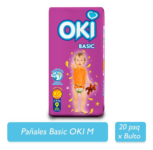 Oki Basic Pañales Extra Grande 9 Unid 20 Paq