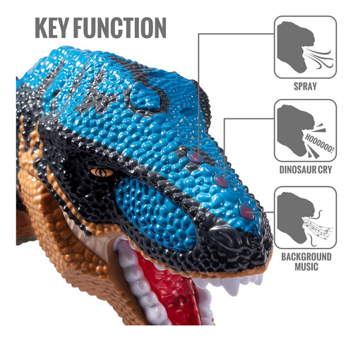 Dinosaurio Tamaño Jumbo Con 6 Dinosaurios Mini Azul Marron