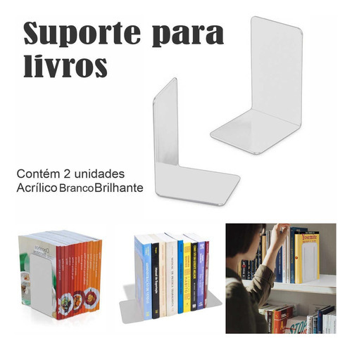 Bibliocanto Suporte Apoio Livro Aparador Lateral Par Branco