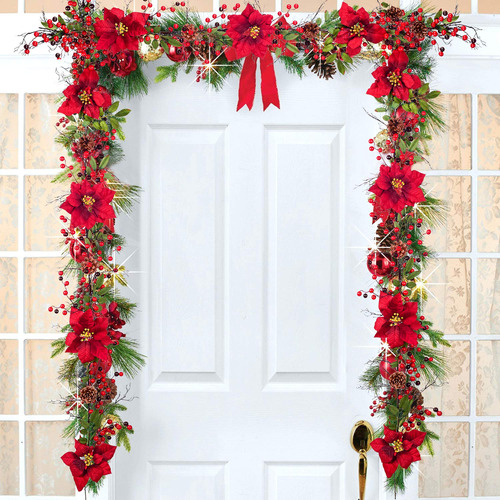 Guirnalda De Navidad Artificial 1.6 Metros Con Bayas Rojas