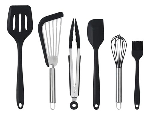 Juego De Utensilios De Cocina De Silicona Negra, Utensilio D