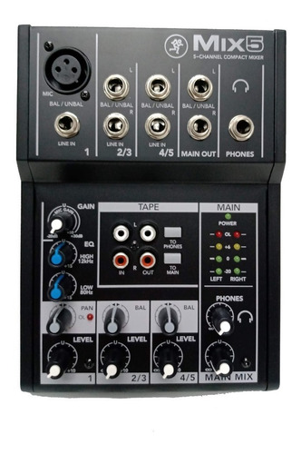 Consola Mixer Mackie Mix5 5 Canales Compacta Portátil
