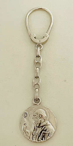 Llavero Cadena San Benito De Plata. Sg- Joyería.