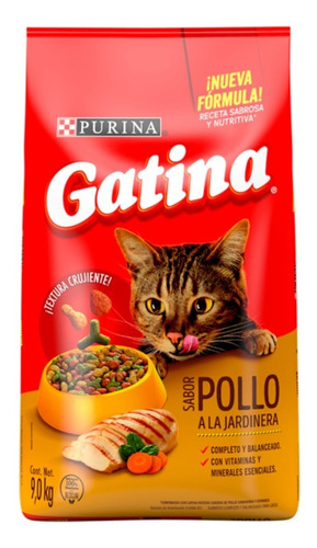 Alimento Gatina para gato sabor pollo en bolsa de 9kg