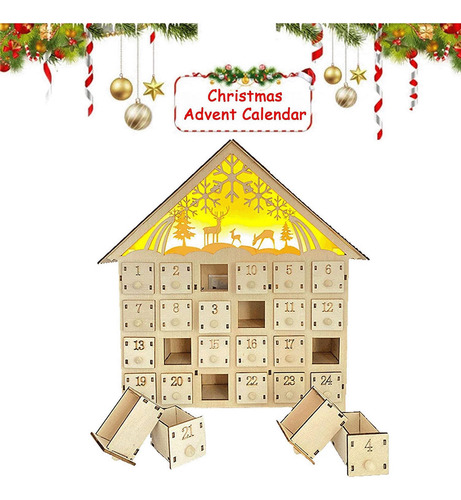 Fairy Lights 2022 Calendario De Adviento De Madera Con Luces