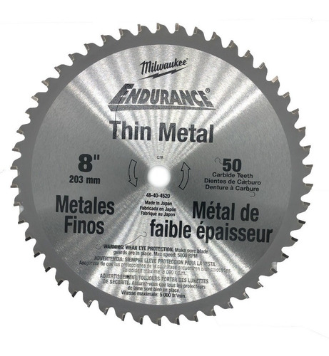 Disco Sierra Corte Metal 8'' X 42d 48404520 Milwaukee