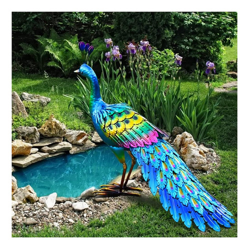 Estatua de pavo real de Chisheen, metal, decoración de jardín, diseño de pavo real D