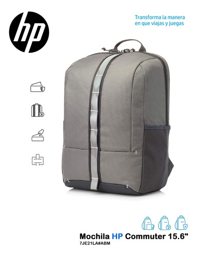 Mochila O Backpack  Hp Commuter  15.6 Pulgadas  Gris  Nueva