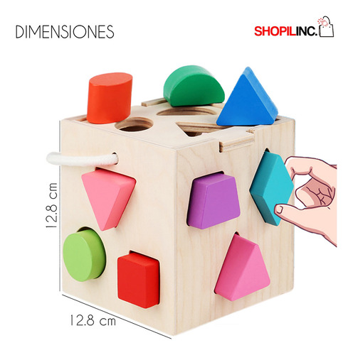 Juego Didáctico Bebé Montessori Cubo De Madera Educativo Color Modelo de formas