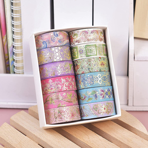 Gold Foil Flower Washi Tape Set, Floral Washi Tape, Botanica