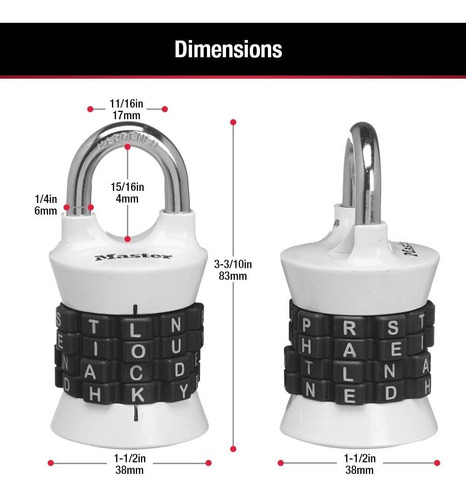 Candado Master Lock / Combinacion De Palabras Letras 1535dwd