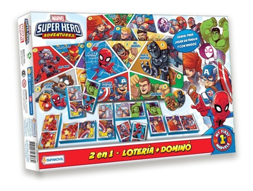 Juego De Mesa Lotería Y Domino 2 En 1 Super Hero Marvel