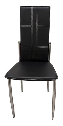 Imagen 2 de 5 de Silla Cromada Tapizado Ecocuero Varios Colores - Sheshu