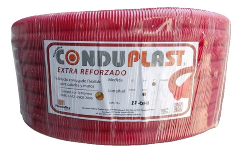 Tubo Poliducto Extra Reforzado Rojo 1x50m  S/g Alta Resisten